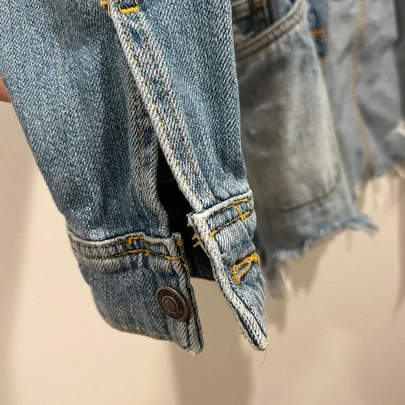 Free People Moonchild denim shirt jacket sz x small - Picture 6 of 8